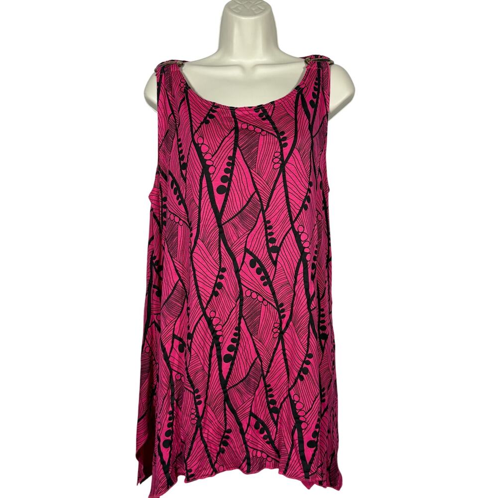 Cherie Bliss Tank Dress Sleeveless Casual Pink Black - M